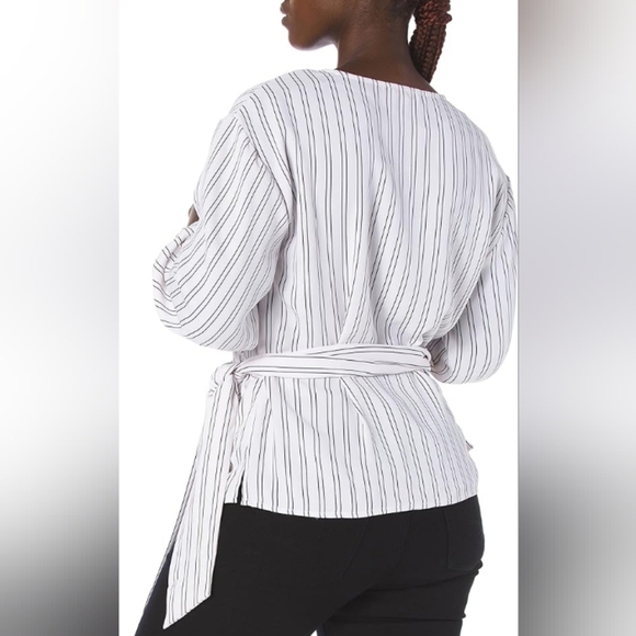 Calvin Klein Black Stripe Wrap Style Blouse - Picture 3 of 14